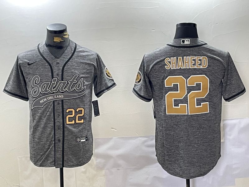Men New Orleans Saints #22 Shaheed Grey Joint Name 2024 Nike Limited NFL Jersey style 2